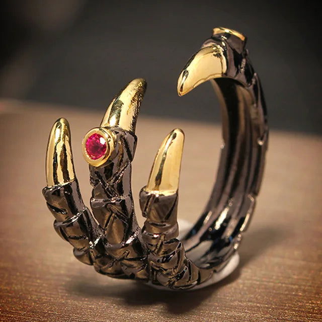 1pcs Titanium Steel Eagle Dragon Claw Halloween Skull Ring - Bilankas.world