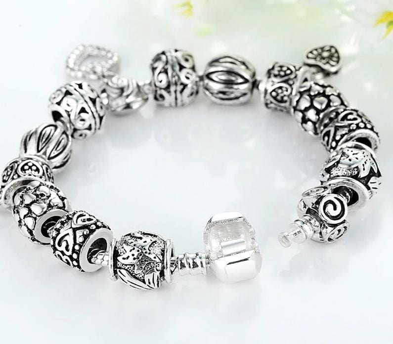 Antique Silver Charm Bangle Bracelet - Bilankas.world
