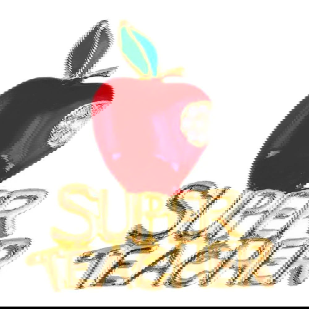 Apple Super Teacher Rhineston Inlaid Brooch Pin Badge Christmas Teacher Day Halloween Gift Brooches for Sweater Cardigan Coat - Bilankas.world