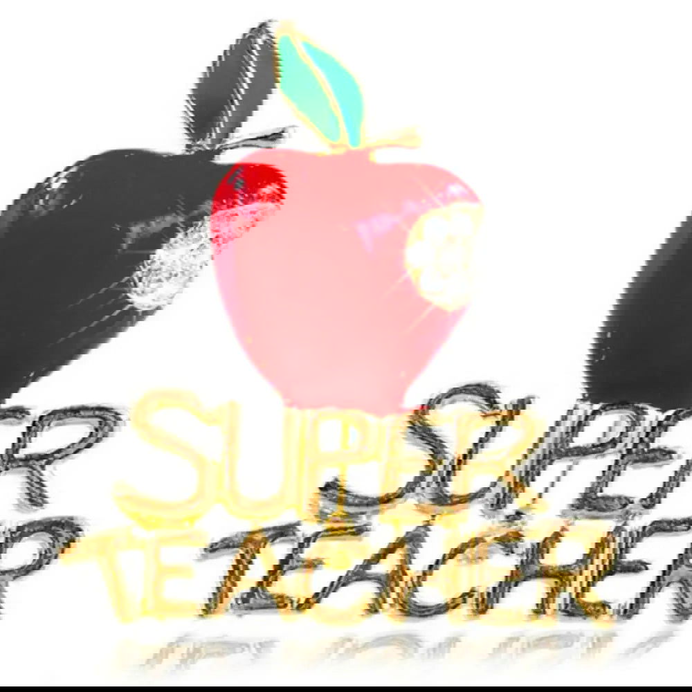 Apple Super Teacher Rhineston Inlaid Brooch Pin Badge Christmas Teacher Day Halloween Gift Brooches for Sweater Cardigan Coat - Bilankas.world