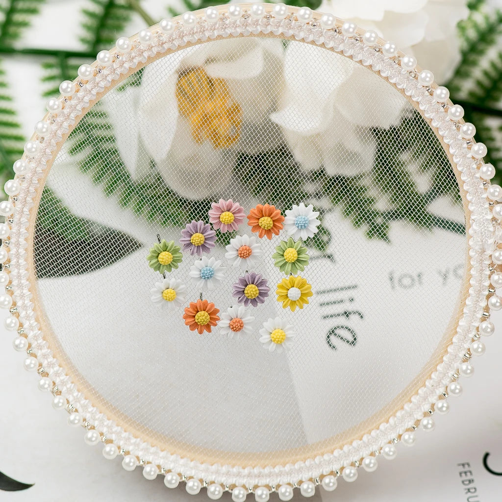 Daisy Flower Multicolor Ceramic Stud Earrings - Bilankas.world