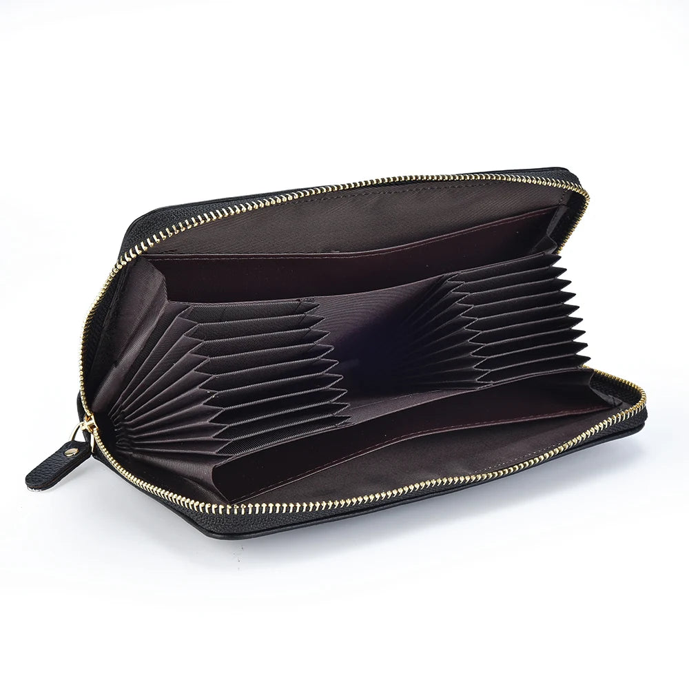 Long-Style Wallet with Zipper – High-Quality PU Leather Card Holder with Large Capacity