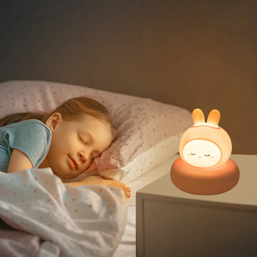 Adorable Animal LED Night Lights – Touch Sensor Dimmable Pig & Rabbit Lamp | Perfect Holiday Gift for Kids’ Bedrooms