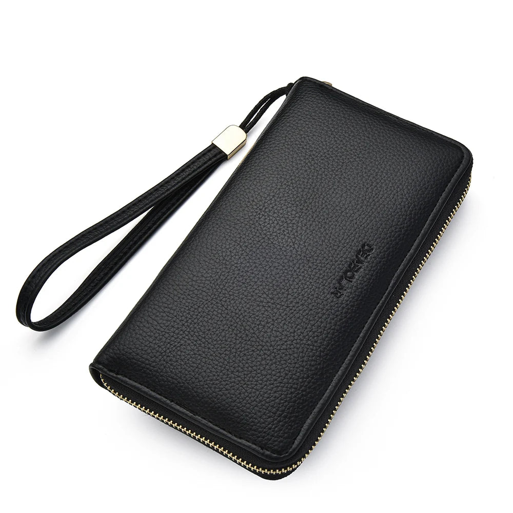 Long-Style Wallet with Zipper – High-Quality PU Leather Card Holder with Large Capacity