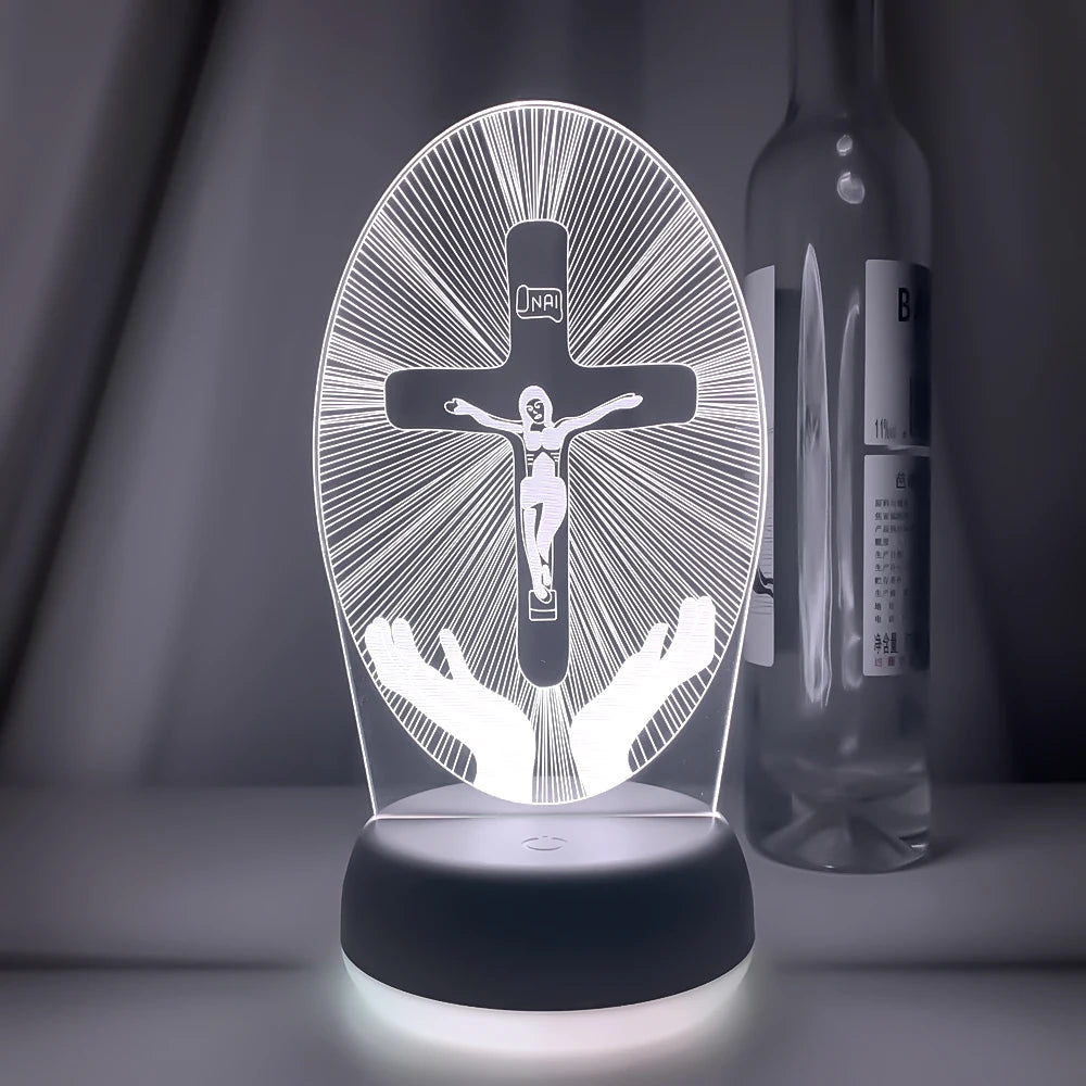 3D Cross LED Night Light – Optical Illusion Desk Lamp for Unique Home Decor and Gifts