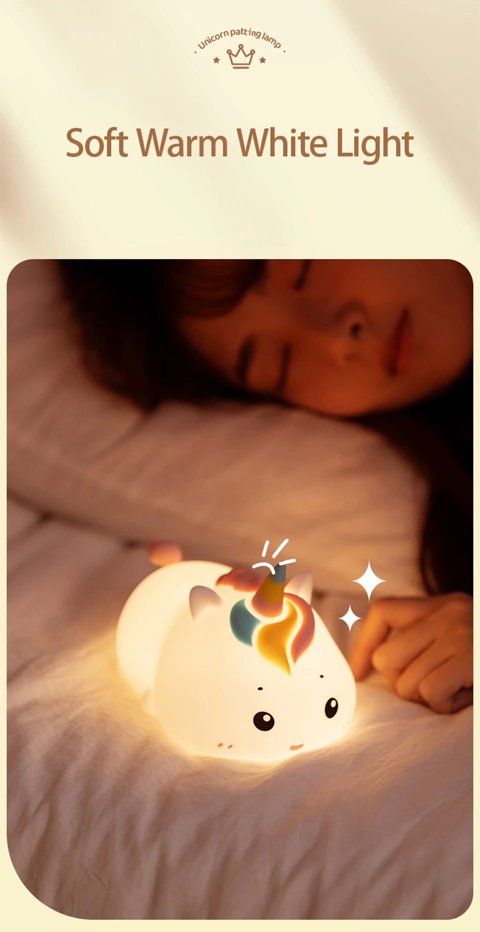Rechargeable Silicone Unicorn LED Night Lamp with Remote Control – Dimmable Bedside Mood Light & Creative Gift - Bilankas.world
