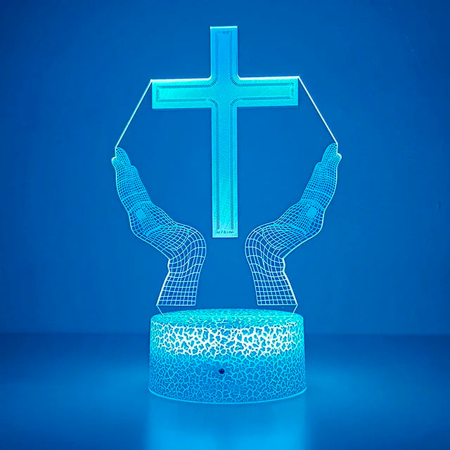3D Cross LED Night Light – Optical Illusion Desk Lamp for Unique Home Decor and Gifts