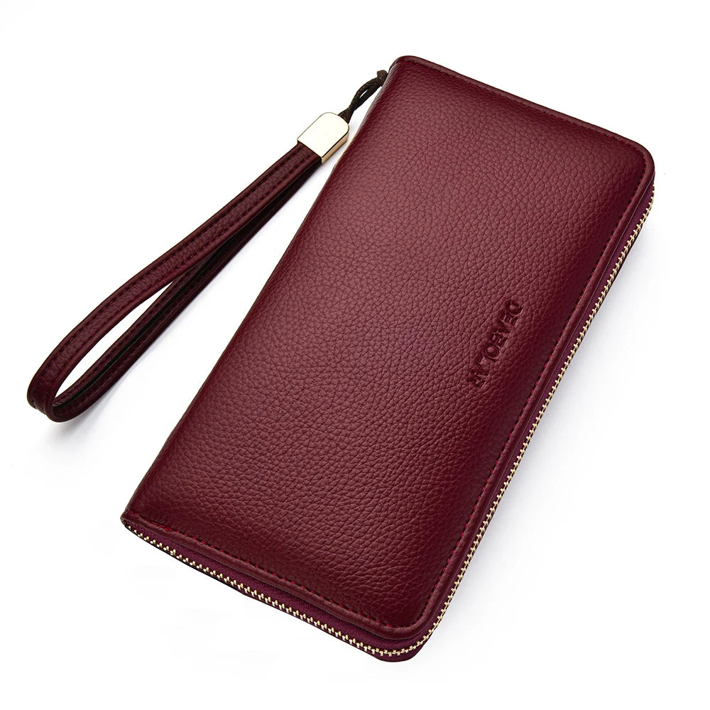 Long-Style Wallet with Zipper – High-Quality PU Leather Card Holder with Large Capacity