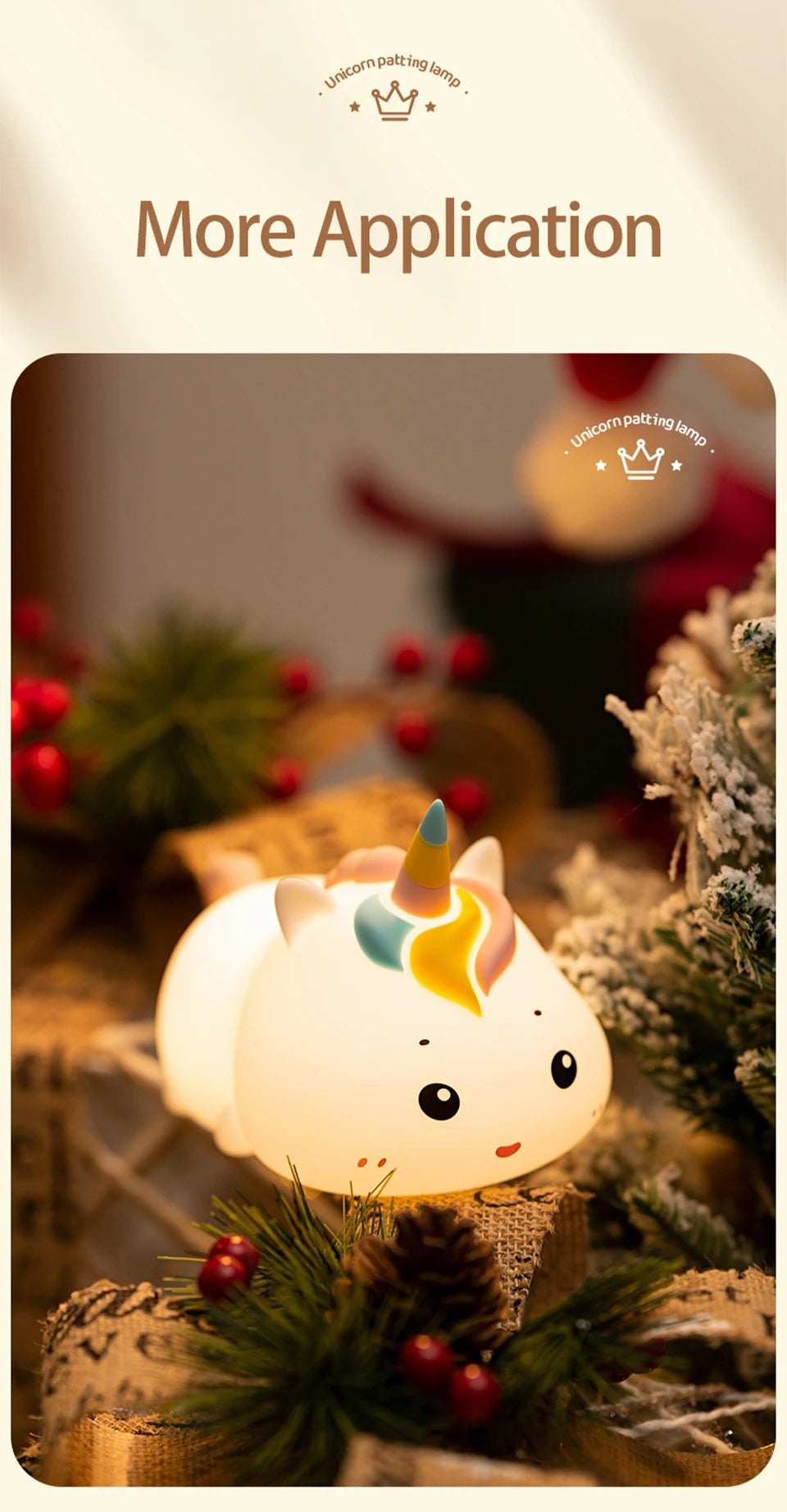 Rechargeable Silicone Unicorn LED Night Lamp with Remote Control – Dimmable Bedside Mood Light & Creative Gift - Bilankas.world
