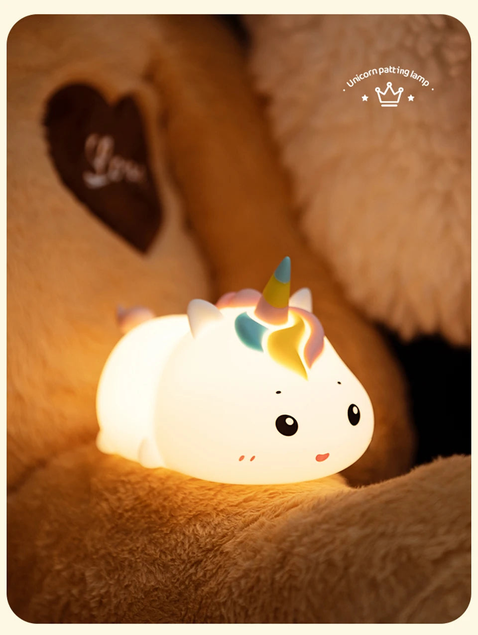 Rechargeable Silicone Unicorn LED Night Lamp with Remote Control – Dimmable Bedside Mood Light & Creative Gift - Bilankas.world
