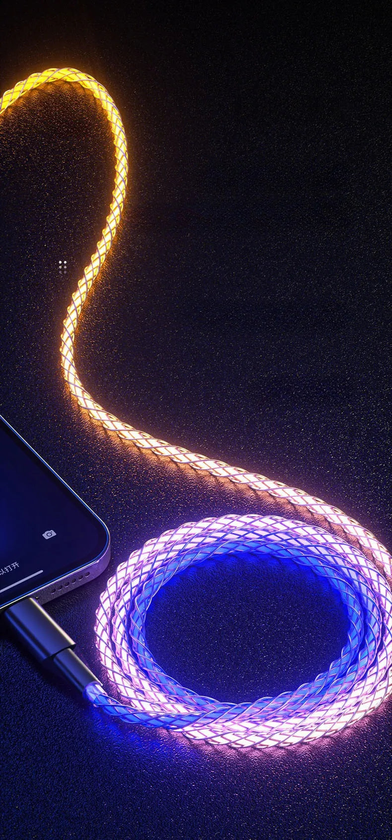 RGB Symphony 66W USB-C Fast Charging Cable with Gradient Lighting