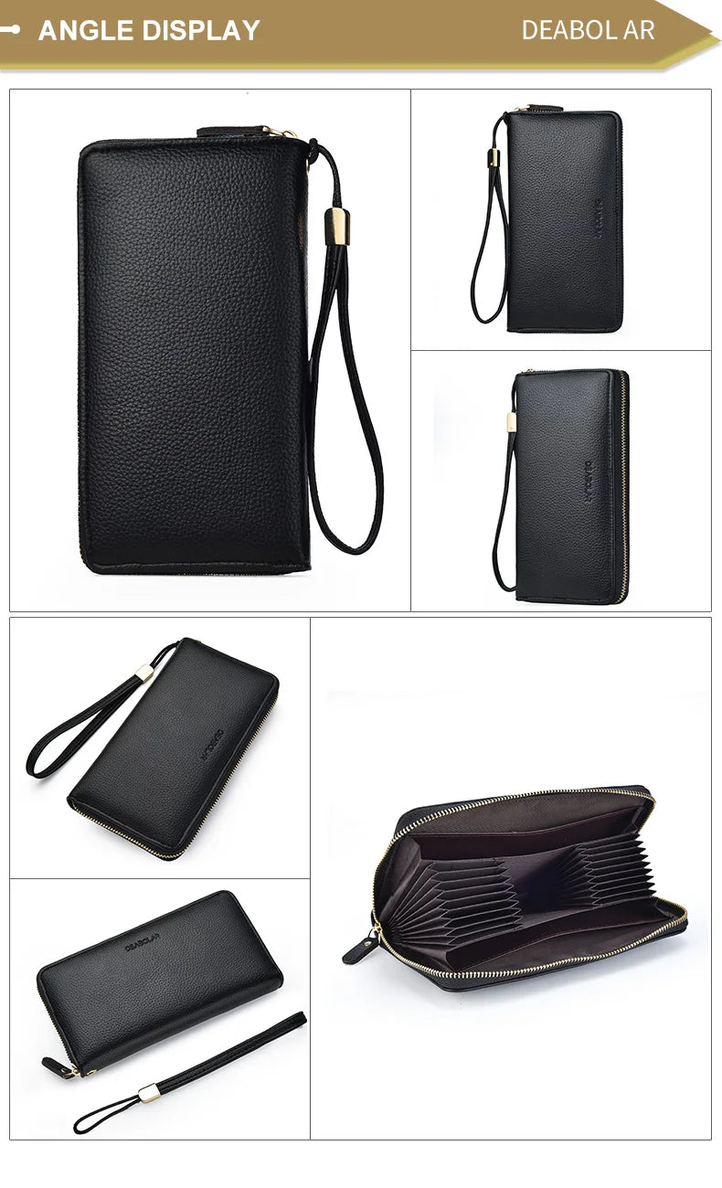 Long-Style Wallet with Zipper – High-Quality PU Leather Card Holder with Large Capacity