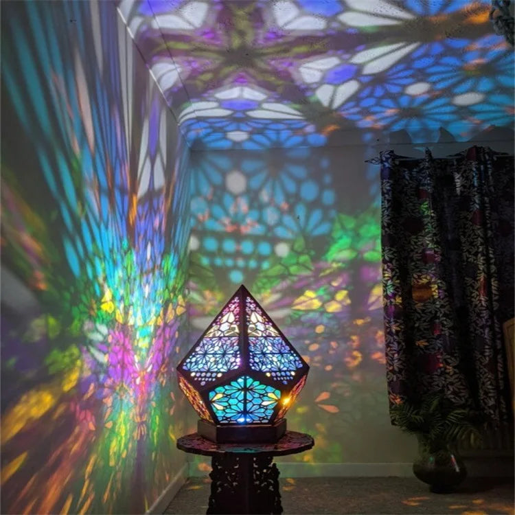 Boho Glow Wooden Projection Lamp – A Light That Dances