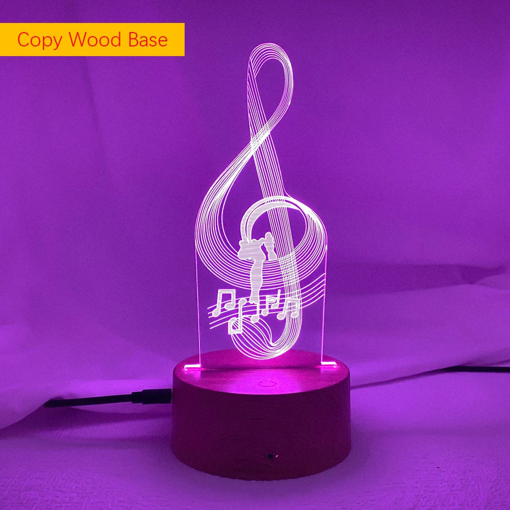 Newest 3D Illusion Baby Night Light – Musical Note Hologram LED Lamp Perfect for Kids, Baby Rooms, and Musical Enthusiasts