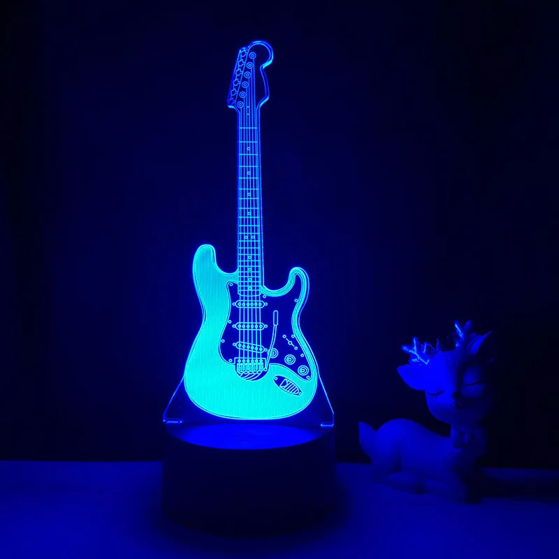 3D Electric Guitar Night Light – Kids' Bedroom Lamp with USB & Battery Options | Perfect Christmas & Birthday Gift