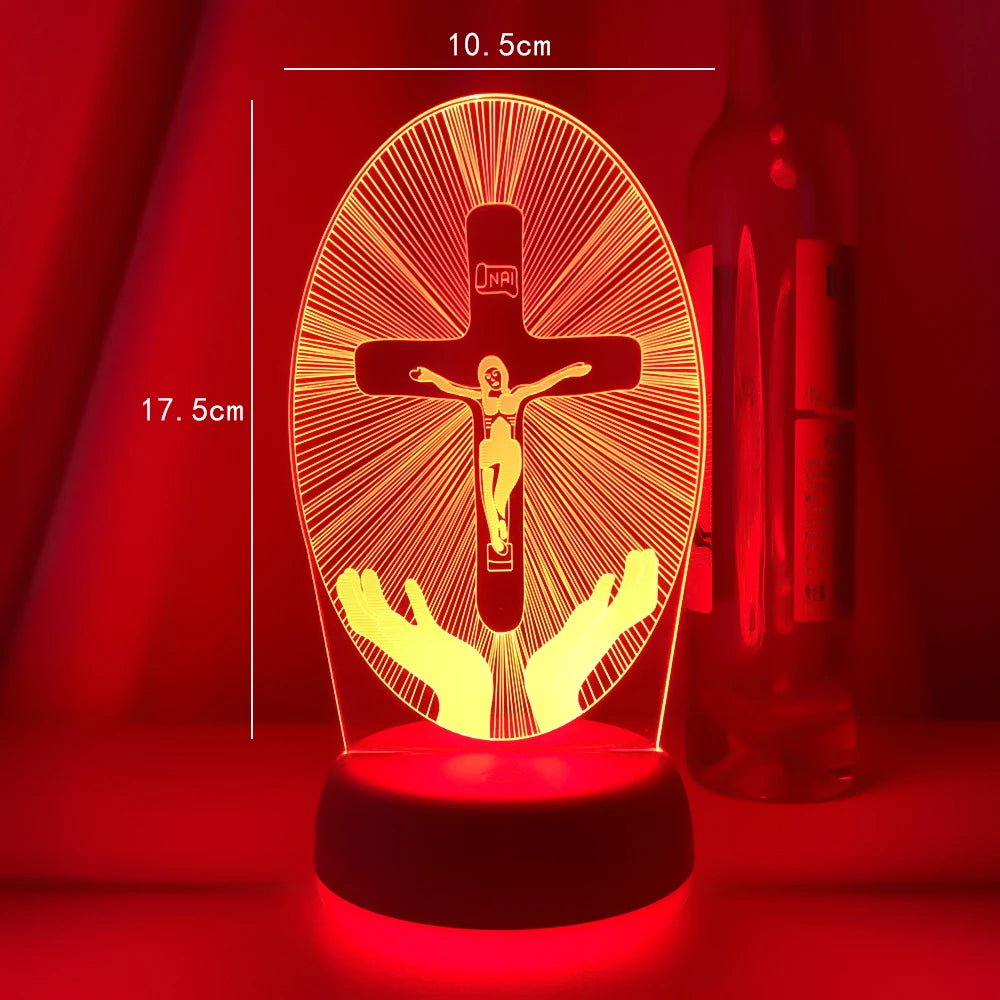 3D Cross LED Night Light – Optical Illusion Desk Lamp for Unique Home Decor and Gifts