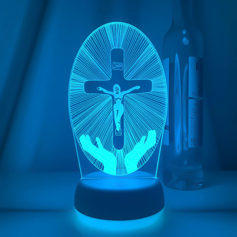 3D Cross LED Night Light – Optical Illusion Desk Lamp for Unique Home Decor and Gifts