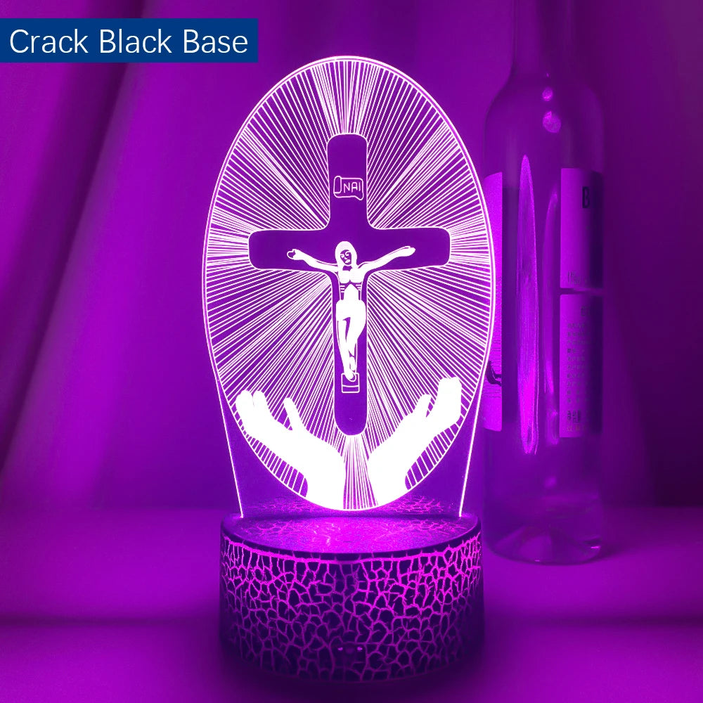 3D Cross LED Night Light – Optical Illusion Desk Lamp for Unique Home Decor and Gifts