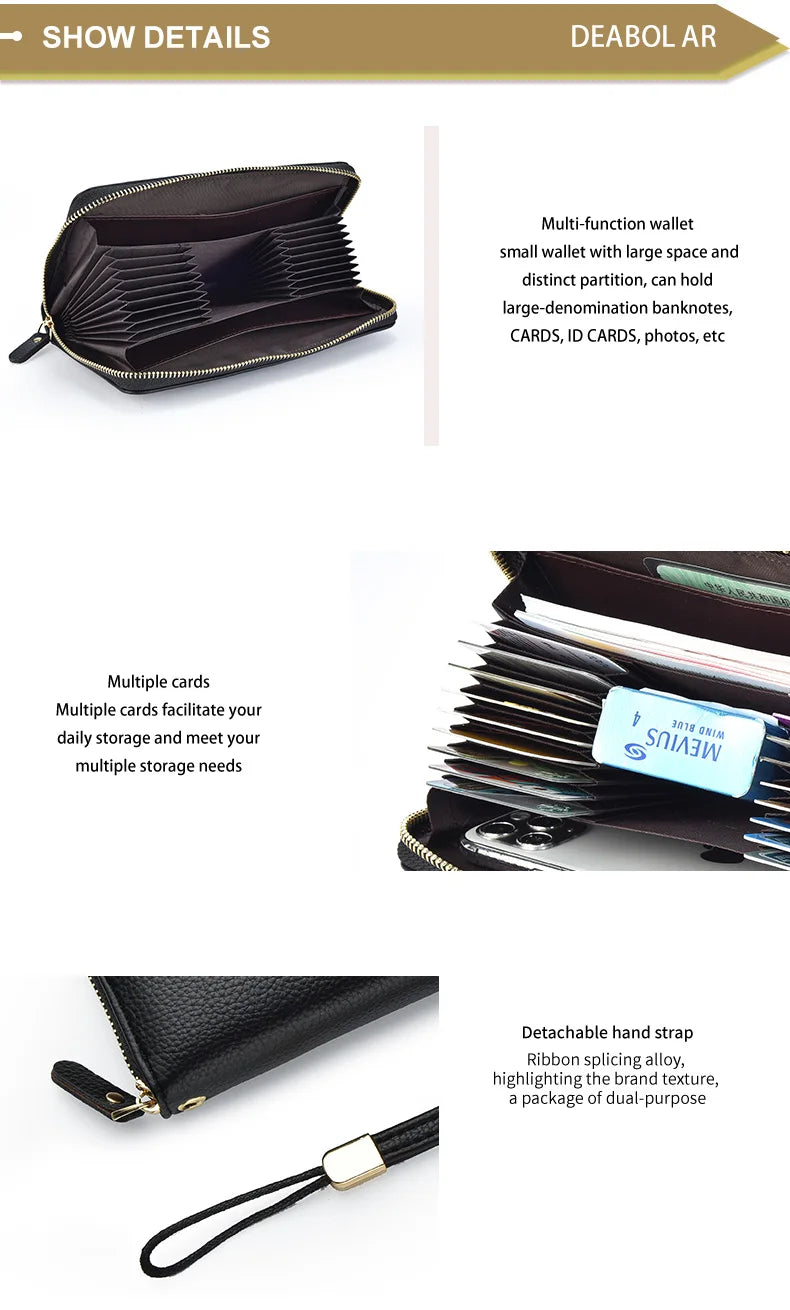 Long-Style Wallet with Zipper – High-Quality PU Leather Card Holder with Large Capacity