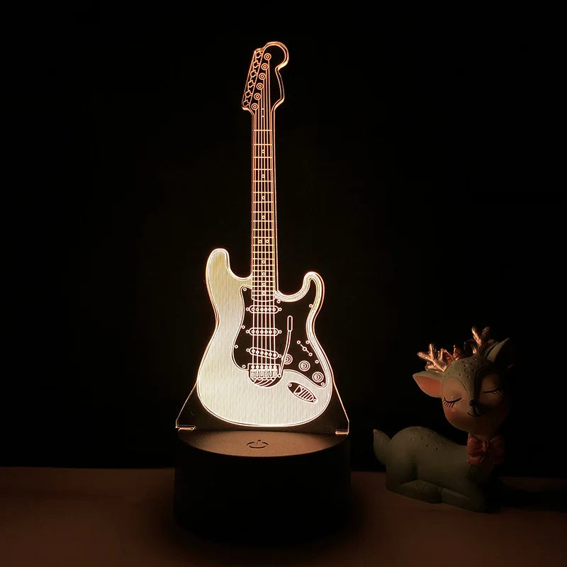 3D Electric Guitar Night Light – Kids' Bedroom Lamp with USB & Battery Options | Perfect Christmas & Birthday Gift
