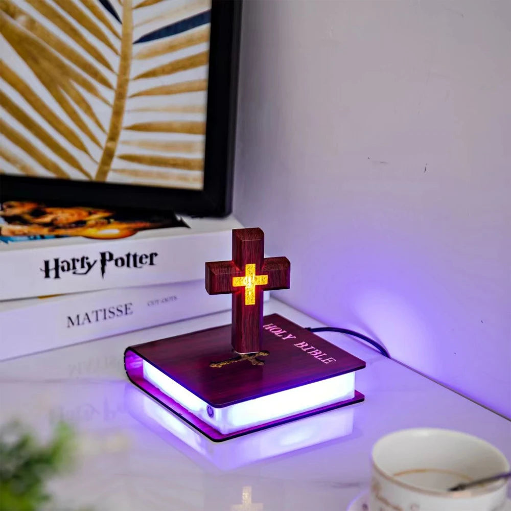 Magnetic Levitating Cross – Floating Christian Cross LED Night Light Desktop Decoration