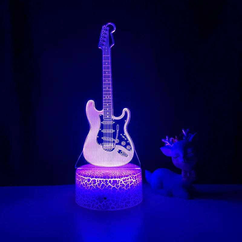 3D Electric Guitar Night Light – Kids' Bedroom Lamp with USB & Battery Options | Perfect Christmas & Birthday Gift