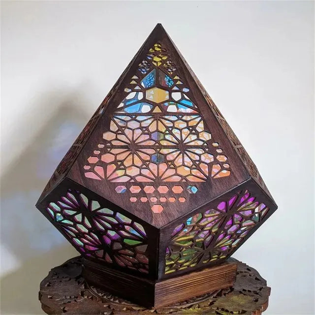 Boho Glow Wooden Projection Lamp – A Light That Dances