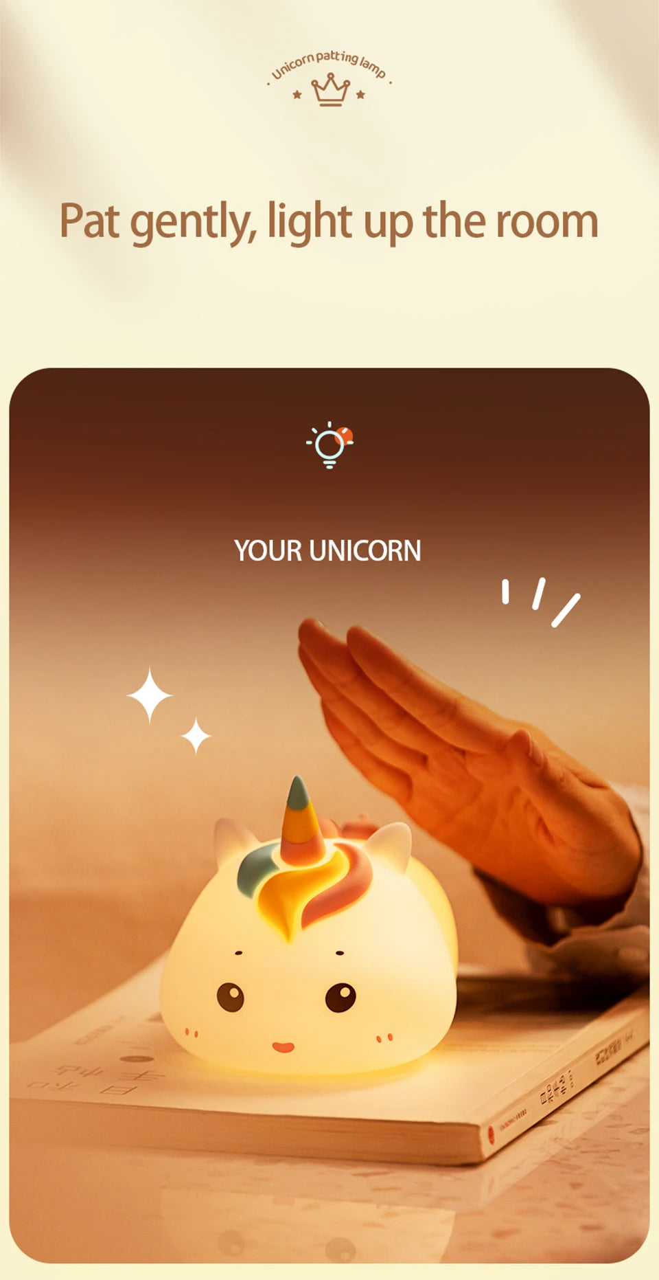 Rechargeable Silicone Unicorn LED Night Lamp with Remote Control – Dimmable Bedside Mood Light & Creative Gift - Bilankas.world