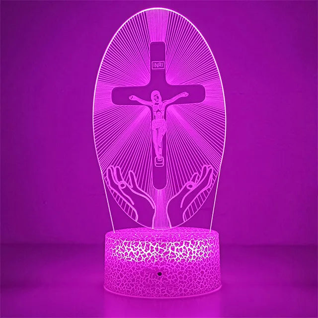 3D Cross LED Night Light – Optical Illusion Desk Lamp for Unique Home Decor and Gifts
