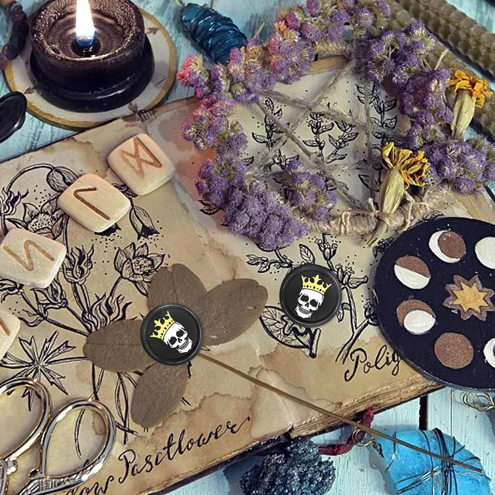 Skull with Crown, Flower, and Snake Wax Seal Stamps – 25mm Unique Stamp Design - Bilankas.world