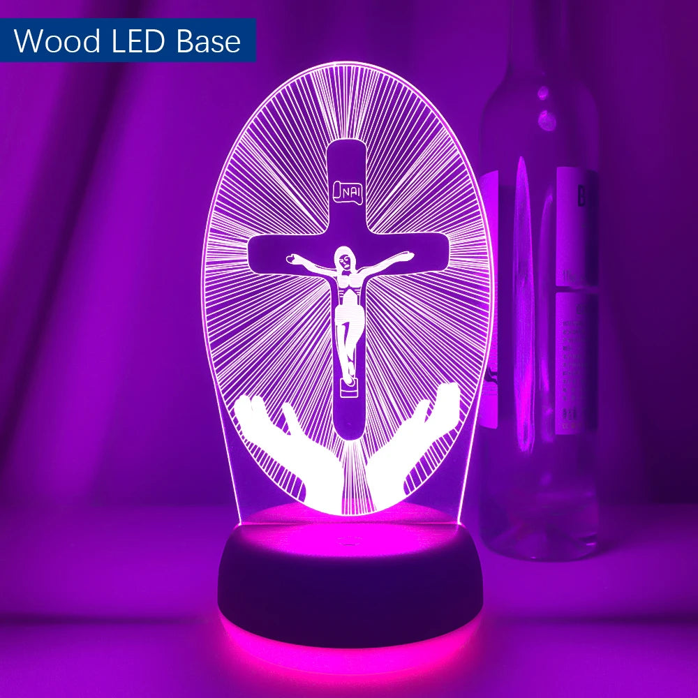 3D Cross LED Night Light – Optical Illusion Desk Lamp for Unique Home Decor and Gifts