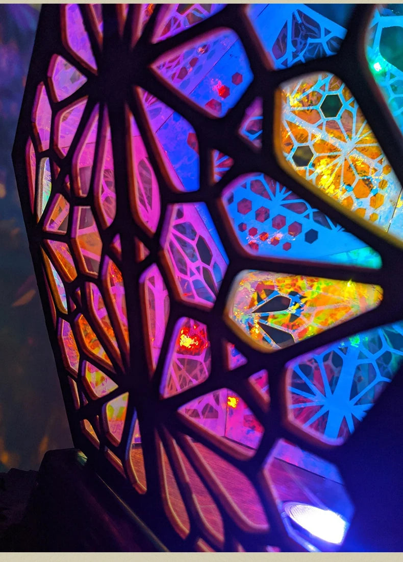 Boho Glow Wooden Projection Lamp – A Light That Dances