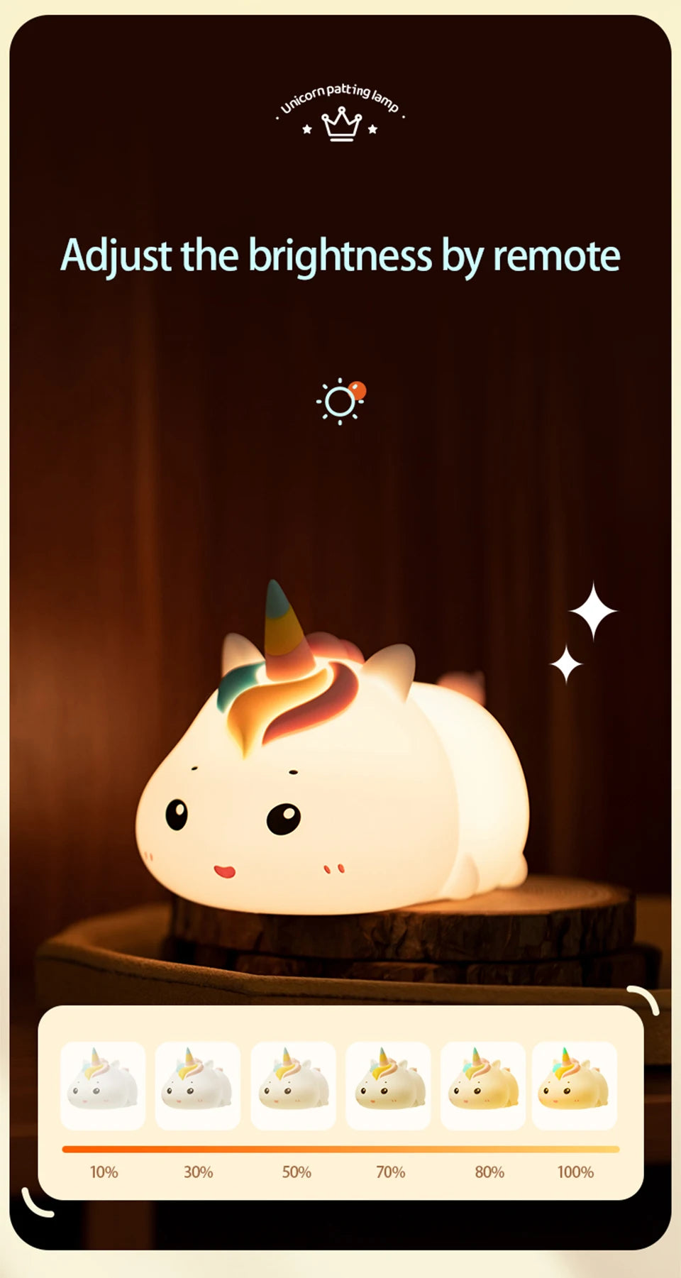 Rechargeable Silicone Unicorn LED Night Lamp with Remote Control – Dimmable Bedside Mood Light & Creative Gift - Bilankas.world