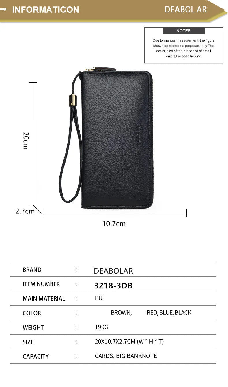 Long-Style Wallet with Zipper – High-Quality PU Leather Card Holder with Large Capacity