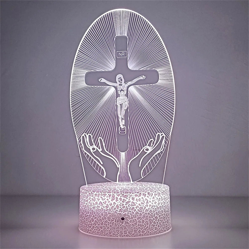 3D Cross LED Night Light – Optical Illusion Desk Lamp for Unique Home Decor and Gifts