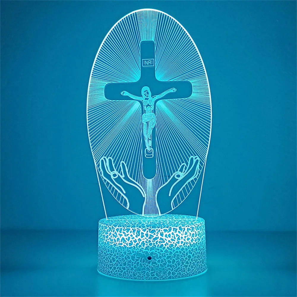 3D Cross LED Night Light – Optical Illusion Desk Lamp for Unique Home Decor and Gifts
