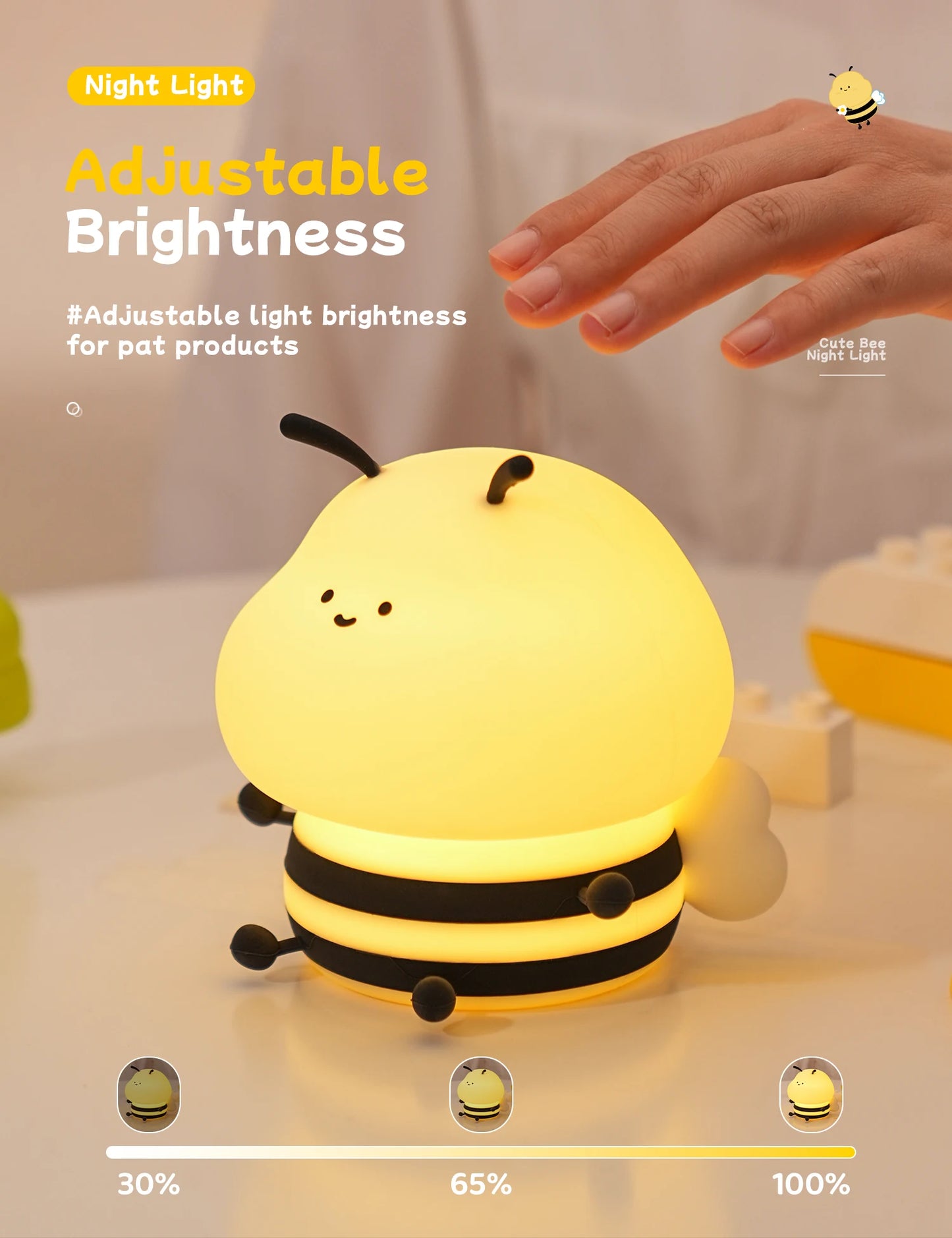 Rechargeable Cute Bee Night Lamp – Adorable LED Glow for Kids’ Rooms & Cozy Nights