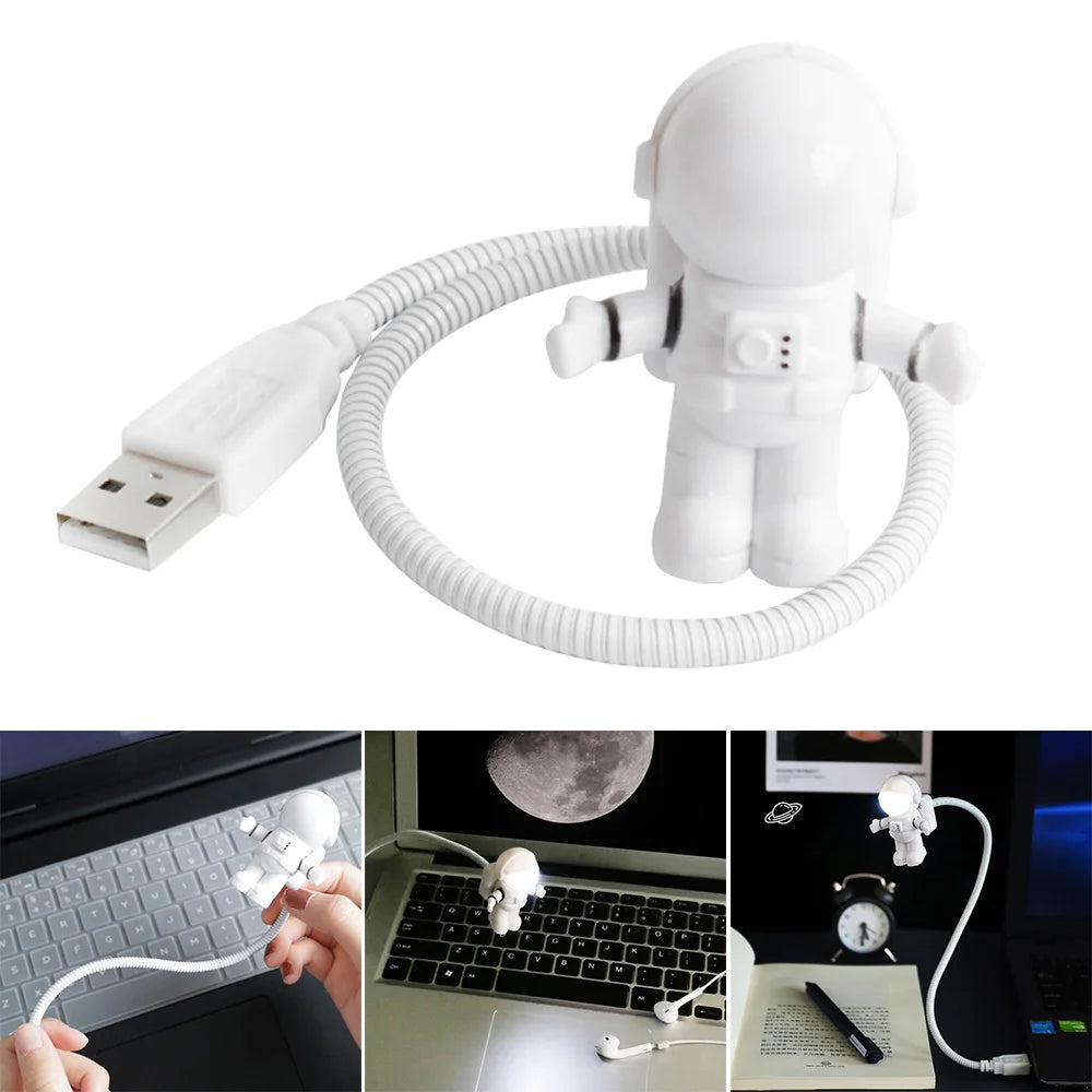USB LED Astronaut Desk Lamp – Flexible 5V Nightlight for Reading, Space Man Decoration, and Laptop Use