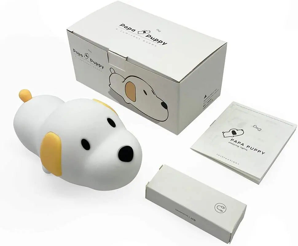 Papa Puppy Portable LED Night Light – Soft Silicone Dog Lamp with Touch Sensor & Adjustable Brightness