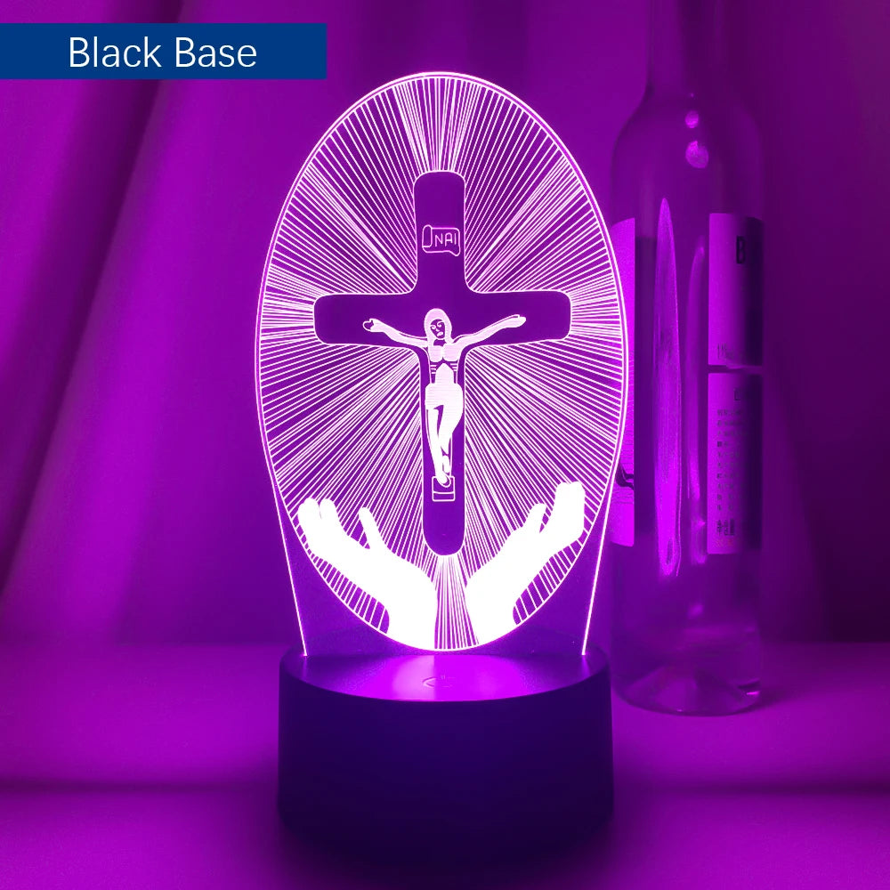 3D Cross LED Night Light – Optical Illusion Desk Lamp for Unique Home Decor and Gifts