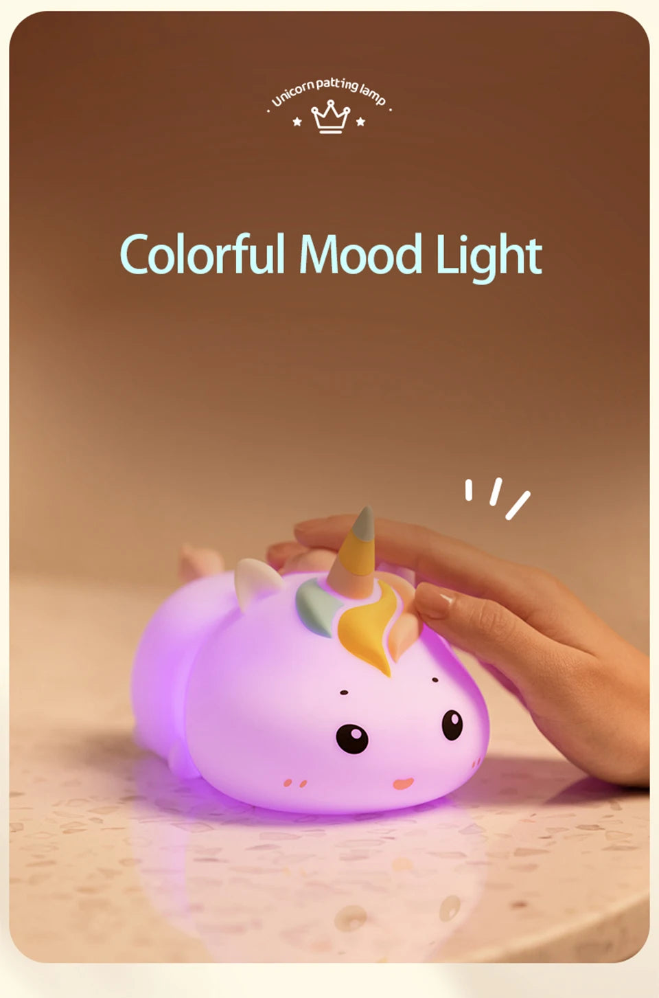 Rechargeable Silicone Unicorn LED Night Lamp with Remote Control – Dimmable Bedside Mood Light & Creative Gift - Bilankas.world