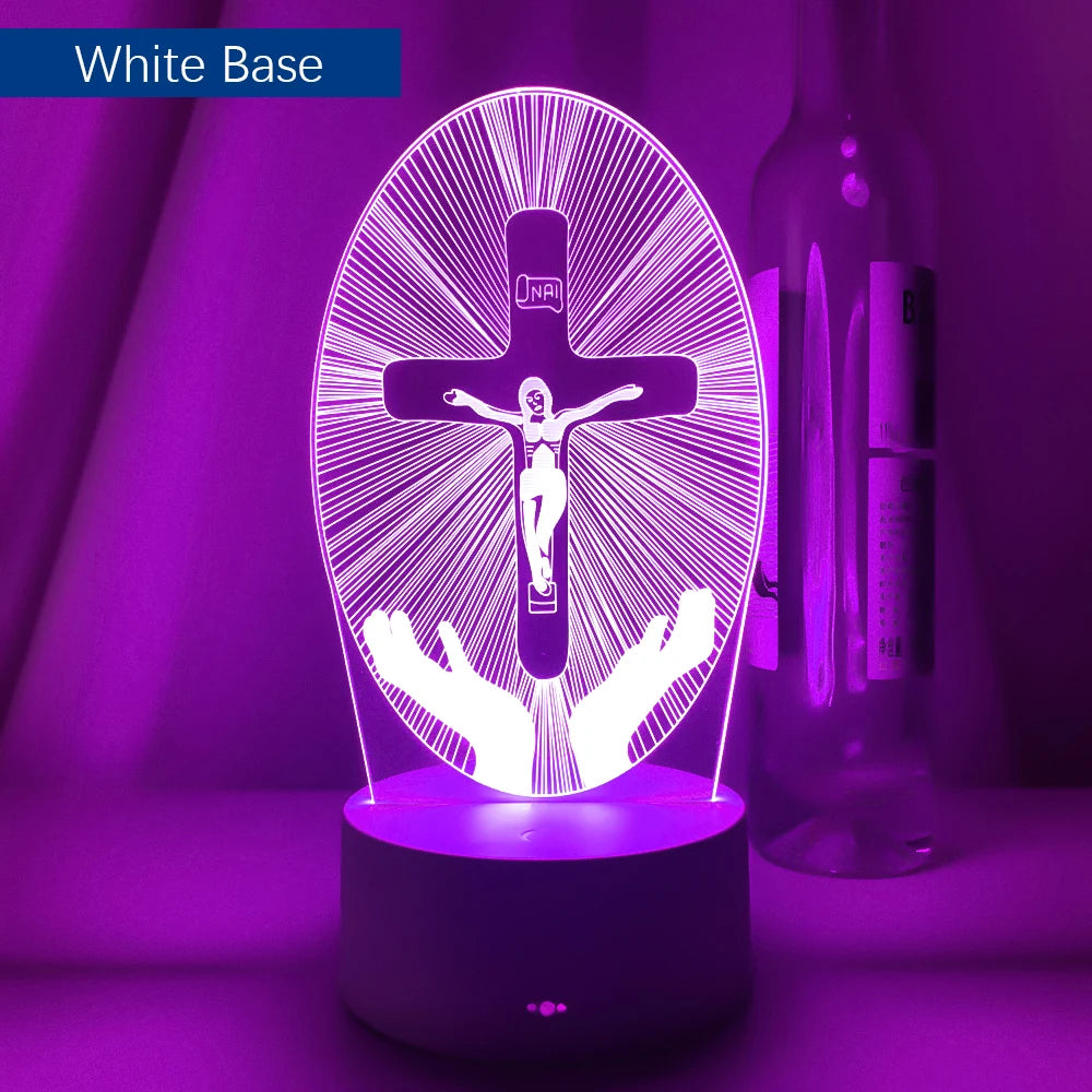 3D Cross LED Night Light – Optical Illusion Desk Lamp for Unique Home Decor and Gifts