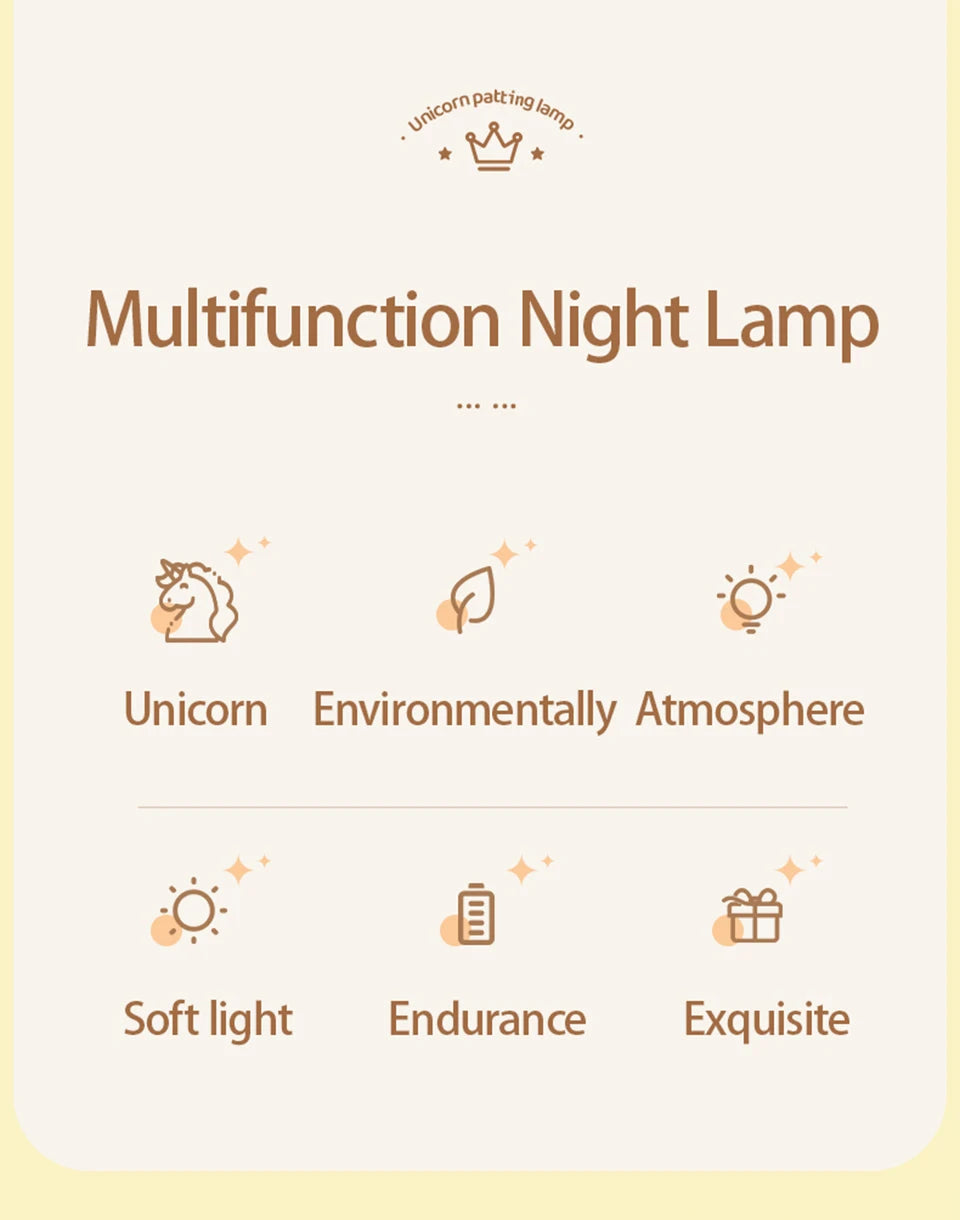 Rechargeable Silicone Unicorn LED Night Lamp with Remote Control – Dimmable Bedside Mood Light & Creative Gift - Bilankas.world