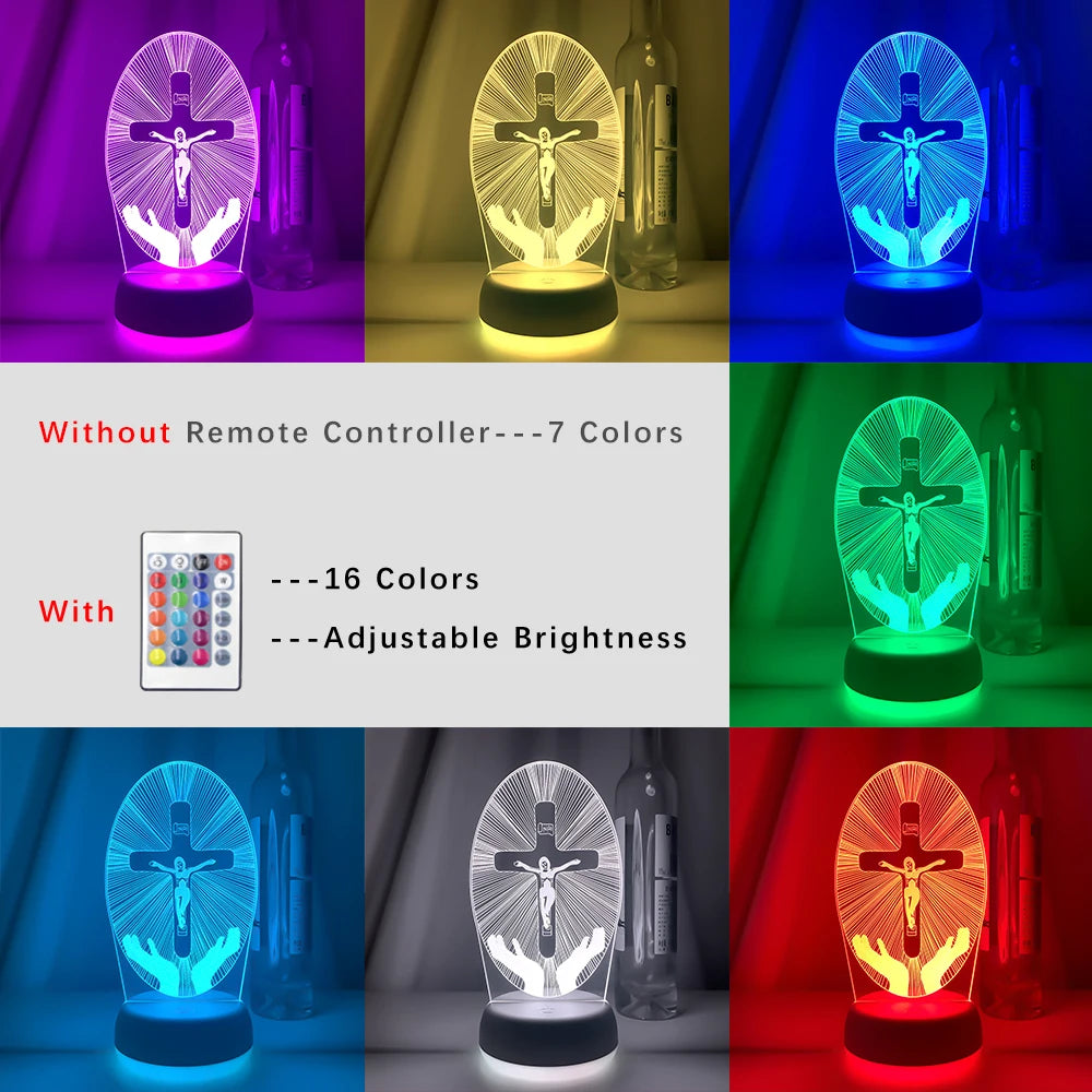 3D Cross LED Night Light – Optical Illusion Desk Lamp for Unique Home Decor and Gifts