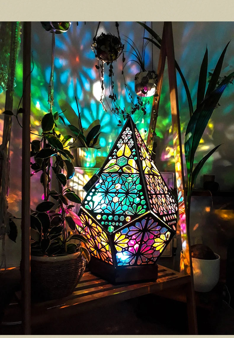 Boho Glow Wooden Projection Lamp – A Light That Dances