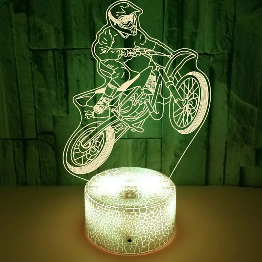 3D Motorcycle Night Light – LED Table Lamp for Kids, Boys & Girls | Perfect Room Décor & Gift for Motorbike Fans