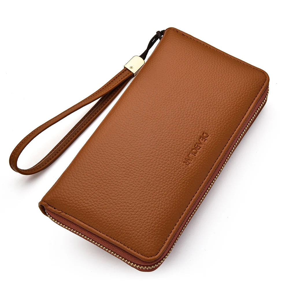 Long-Style Wallet with Zipper – High-Quality PU Leather Card Holder with Large Capacity