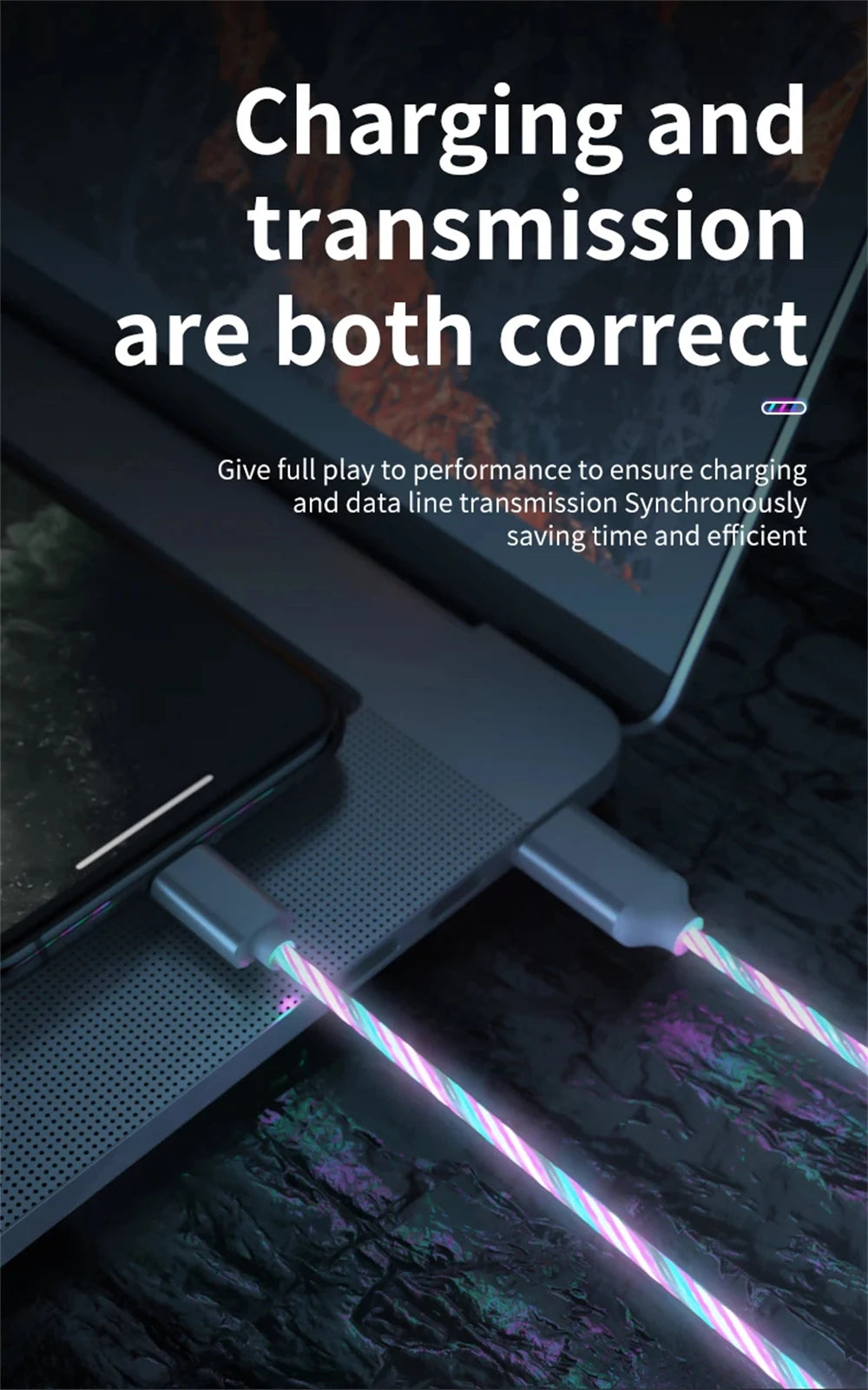 3-in-1 Glowing LED Light USB Cable – Fast Charging Luminous Charger for iPhone, Type-C, and Micro USB Devices