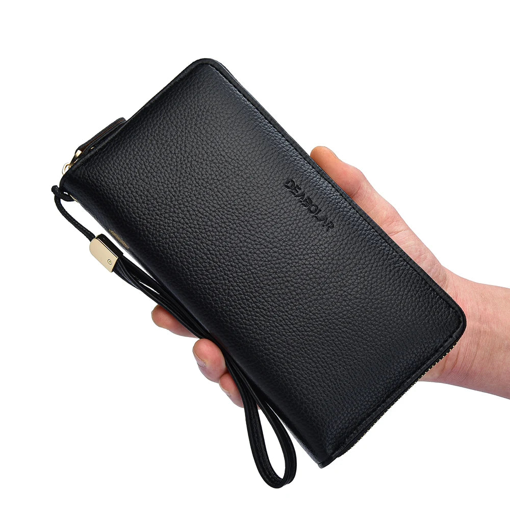 Long-Style Wallet with Zipper – High-Quality PU Leather Card Holder with Large Capacity