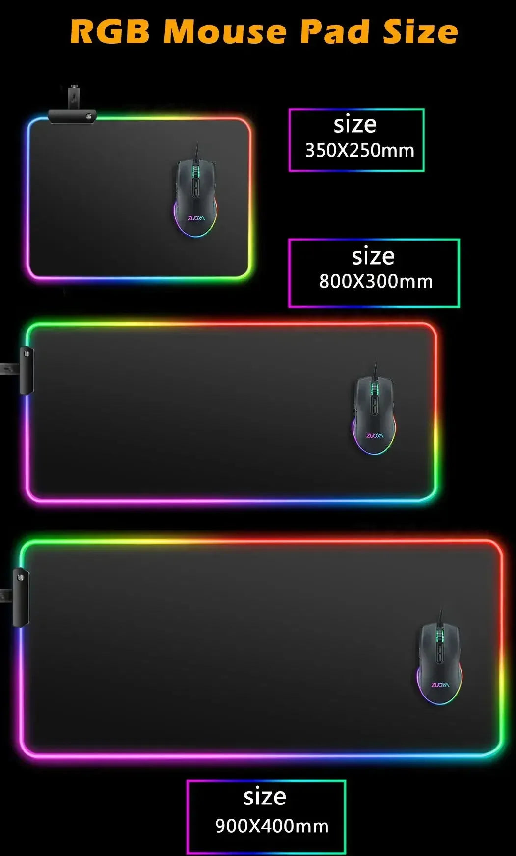 RGB Backlight Gaming Mouse Pad – XXL Luminous Desk Mat